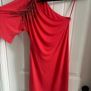 Elegant coral Off-Shoulder Dress